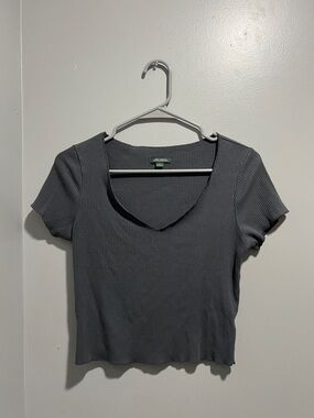 wild fable Ribbed Scoop Crop Top in Charcoal Gray